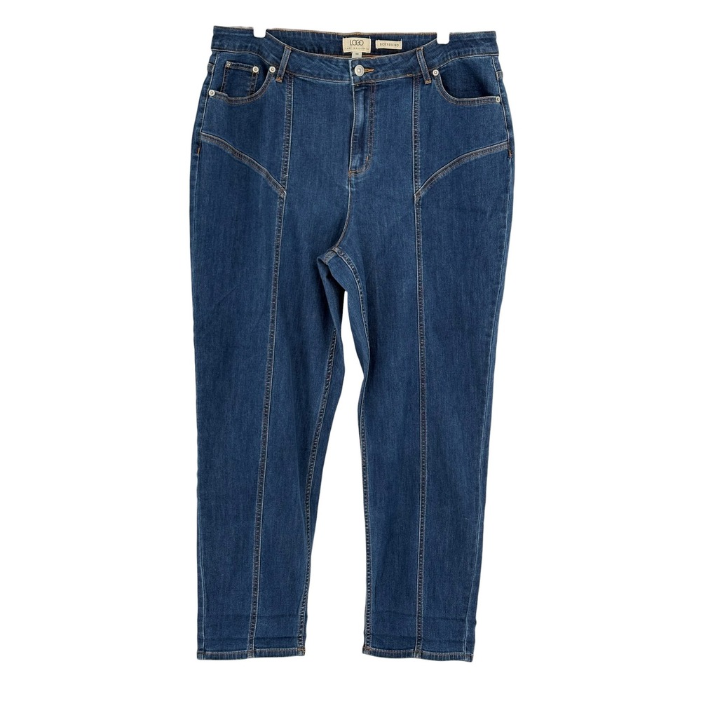 LOGO Lori Goldstein Boyfriend Jeans Blue Seam Detail 18W
